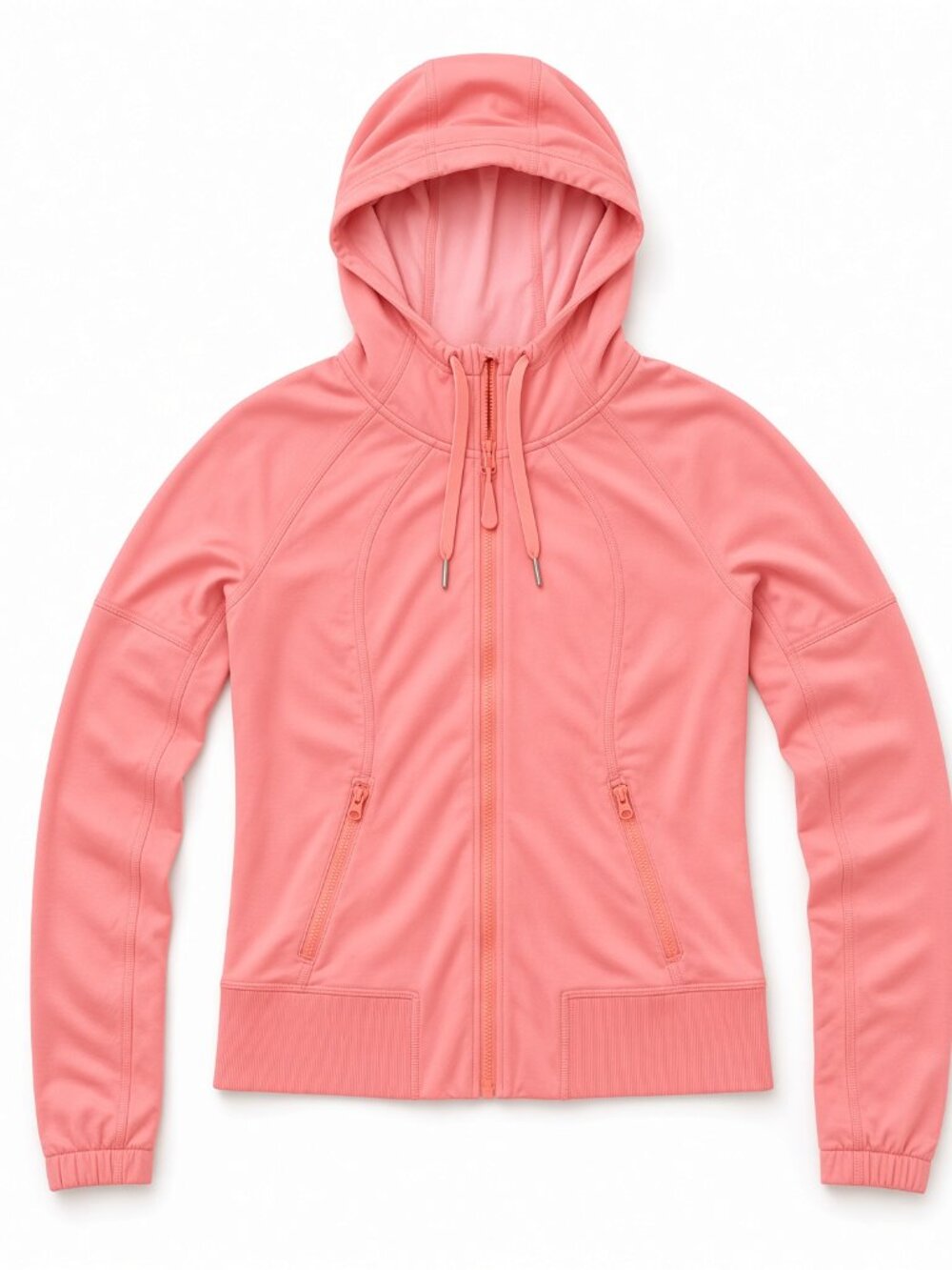 Lululemon Scuba Full Zip Hoodie Size 4 Coral Pink Hooded Jacket Pockets